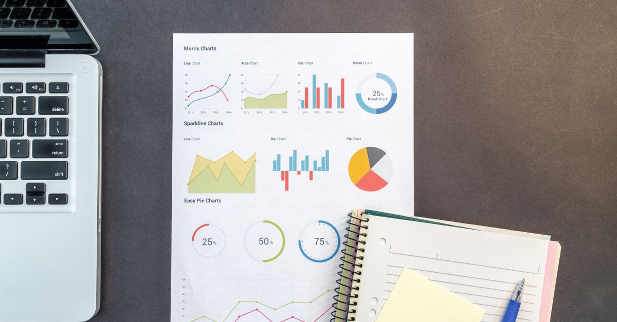 Hand-drawn bar chart sketches in a content planning notebook.